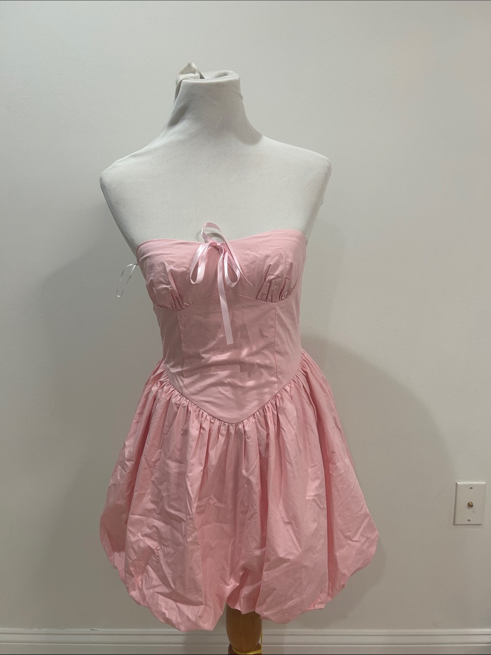 Princess Polly Strapless Sweetheart mini dress Pink with Ribbon